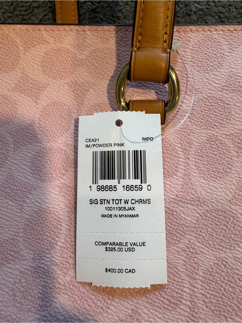 Coach Powder Pink Station Tote Bag In Signature Canvas - New with tags